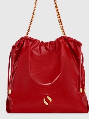 Rebecca Minkoff Zero Gravity Medium Tote Red Leather Chain Strap Shoulder Bag